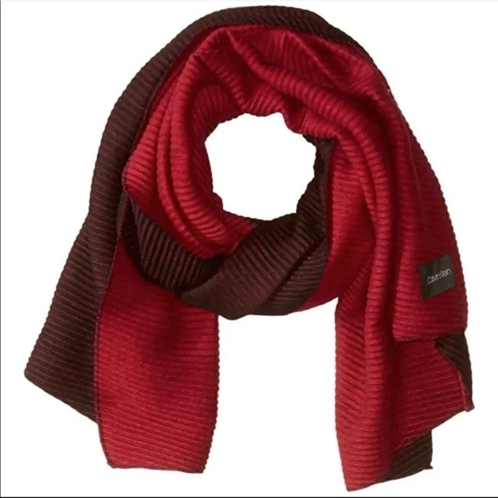 Calvin Klein double faced pleated blanket scarf